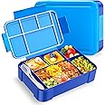 WayEee Bento Lunch Box 1330ml Lunch Box Kids Leak-Proof Lunch Box with Compartments for School, Work(Blue)