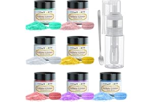 HOMY ARTY Spray Paillettes Comestibles - 7 Couleurs x 4g, Poudres Alimentaire Patisserie, Paillettes Alimentaires Comestibles pour Boissons, Gâteau, Chocolat, Bonbons, Cocktail