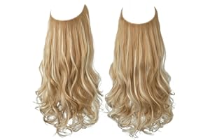 SARLA Hair Extension 18 Inch Invisible Adjustable Wire Hair Piece Curly Wavy Long Synthetic Hairpieces for Women Natural Heat Temperature Fiber (18 Inch (Pack of 1), Golden Blonde/Beach Blonde)