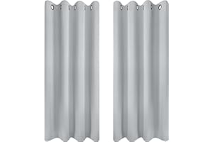 Utopia Bedding Opacas Cortinas Salon Modernas 2 Piezas 117x137 cm, Blanco Grisáceo - Cortinas Térmicas Aislantes Frío Calor y para Dormitorio, Salón y Cocina con Ojales