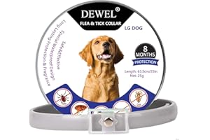DEWEL Zeckenhalsband für Hunde und Katze, Floh Zecken Kragen Floh-und Zecken Prävention Halsbänder, Wasserdicht und Verstellbar Hund Flohhalsband