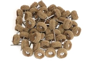 FPPO Abrasive Buffing Polishing Wheel Set for Dremel Rotary Tool,Mini scouring pad Brush Polishing kit, Removal of Rust,Deburring on Metal Surface,32PCS with 3mm Mandrel (grit 120 Brown 50pcs)