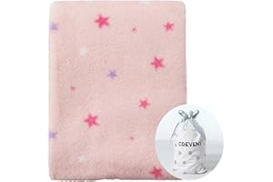 CREVENT - Manta Polar Suave, Ligera y Agradable para la Cuna. Ideal para bebés y niños pequeños (75 x 100 cm, Estampado de Estrellas, Color Rosa)