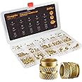 HANGLIFE Threaded Inserts for Plastic, M2 M2.5 M3 M4 M5 M6 Assortment Box (345 Pieces) Heat Set Insert for 3D Printing Components and Plastic Parts - Brass Metric Knurled Nuts