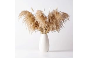 Janice Ky 40Pcs 45cm Natural Dried Pampas Grass with 3 Kinds of Color Fluffy and Swinging DIY Boho Plant for Wedding Flower Arrangements Home Décor