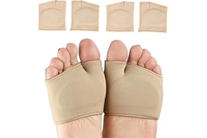 HEQXWL Fußbett mit Gel, leichtes Vorfußpolster, Mittelfußkappen, 2 Paar à 4 Stück zur Linderung von Metatarsalgie, Morton-Schmerzen, Neuromen, Hornhautblasen, diabetischen Füßen, etc. (Beige, S)