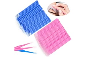 ETELIAR 200 Stück microbürsten wimpernverlängerung, Einweg Microbürsten Microbürstchen Wimpernverlängerung für Makeup Zahn und Mundpflege, 2mm Blau + 1.5mm Rosa