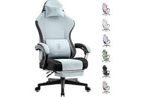 Dowinx Gaming Chair for Adults With Footrest - Fabric Ergonomic High Back Office Chair With Pocket Spring Cushion and Massage Lumbar Support, Aqua