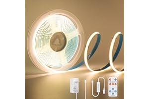 ‎PAUTIX PAUTIX COB LED Streifen Warmweiss 3000K, 3m 480LEDs/M Dimmbar 24V Flexibel LED Strip lights Set mit RF Fernbedienung und Netzteil,CRI 85+ Hell Unterbauleuchte für Home DIY Dekoration,Timerfunktion