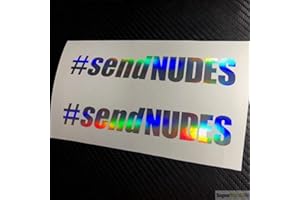 SUPERSTICKI 2X #sendNUDES Oil Slick Folie Hologramm Auto Tuning Aufkleber ca 20cm Autoaufkleber
