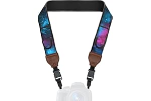 USA Gear TrueSHOT Sangle Appareil Photo Numérique DSLR/SLR, Courroie pour Réflex avec Pochettes de Rangement Rembourrées - Compatible avec Canon EOS, Nikon, Pentax et Plus - Galaxie