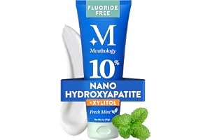 Mouthology Tandkräm med 10% nanohydroxiapatit (fluorfri), naturlig, remineraliserande, blekning, för känsliga tänder, SLS-fri, nanohydroxiapatit tandkräm och xylitol par