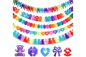 GUBOOM Bunt Girlande Papier Deko, 5 Stück Papiergirlande Girlande Set, Girlanden Geburtstag, Girlanden Party Deko Partydekorationen, Karneval Deko Geburtstags Party Girlande Hängenden Partygirlanden
