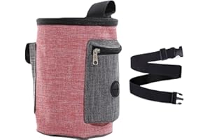 JIUZCARE Borsa Addestramento Cane Tessuto Impermeabile Contenitore Crocchette Cintura Regolabile Addestramento Cani Accessori Sacchetto Di Allenamento Per Cani con Dispenser a Sacco Integrato, Rosso&17x15cm