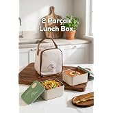 Porsima BL25229 Isı Yalıtımlı &Ccedil;anta Paslanmaz &Ccedil;elik 2 Par&ccedil;a Vakumlu Yemek Termosu Beslenme Kutusu Taşınabilir Lunch Box Sefer