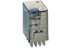 Finder 553490240040 Relais embrochable 4RT 7 A 24 Vdc avec Bouton test/Indicateur mécanique