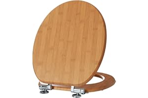 SAINOS,Bambus WC Sitz mit Absenkautomatik,Toilettendeckel aus Holz,Stabile Qualität,Einfache Reinigung （Bambus）
