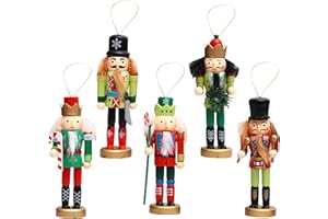 GLAITC Weihnachts Nussknacker,5 Stück Rotgold Silber Holz Nussknacker Soldat Weihnachtsschmuck Dekorationsfiguren Puppenspielzeug Heimdekoration für Weihnachtsbaum zum Aufhängen Geschenk für Kinder,12 cm