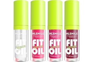 MLSMILE 4 Colors Lip Oil Lip Glaze Set, Tinted Gloss Lip Gloss Oil, Plumping Moisturizing and Nourishing Lips, Long Lasting Fresh and Smooth Lip Care Set - A#