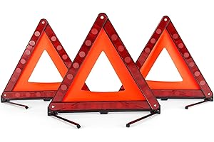 DEDC Kits d'urgence Triangles de Signalisation Panneau d'Avertissement pour Auto Sécurité Pliable Réfléchissant Universel Plastique (Lot de 3)