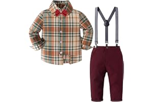 Nwada Abbigliamento Bambino Maschio Vestito Bimbo Completo Camicia e Pantaloni e Cravatta a Farfalla Papillon e Bretelle