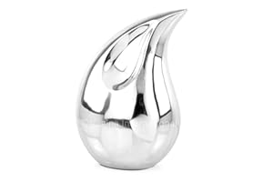 Nagina International Urne für Erwachsene und Haustiere, 33 cm, Tropfenform, Nickel-Aluminium, zur Aufbewahrung von Asche mit Deckel, Einäscherung aus Metall