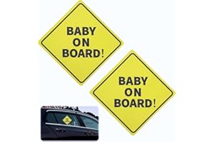 ARADOEA 2 Pack Baby On Board Sign for Car 12.7x12.7cm Ideal Stickers Best Safety Baby On Board Sticker Non-Magnetic Sticker Durable and Strong Adhesive Bright Yellow See-Through When Reversing Warning Signs