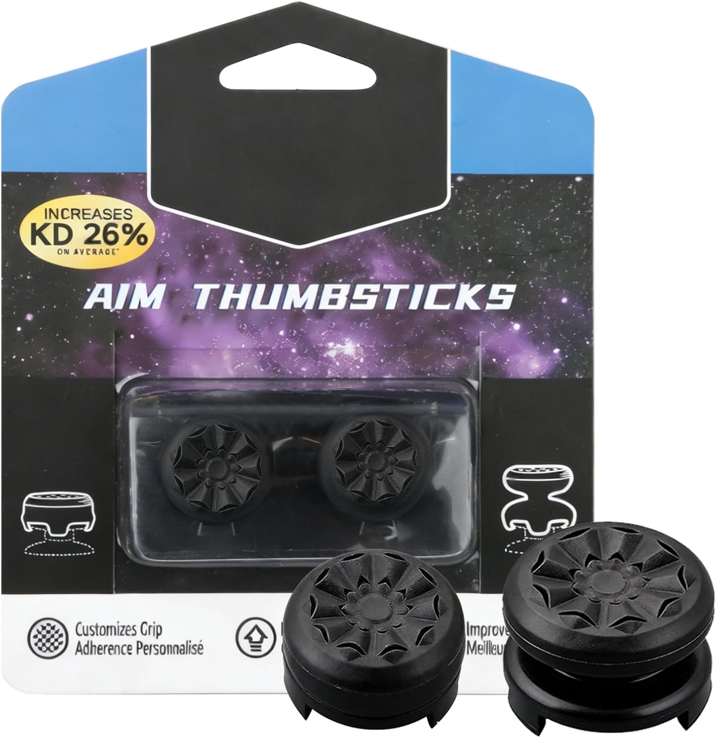 Thumb Grips for PS4 PS5 Controller, Silicone Thumbsticks High-Rise & Mid-Rise Joystick Grip Thumb Stick Caps Accessories for Playstation 4 5 FPS Increase Comfort Improved Accuracy 2Pcs Black