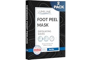LUMILINE Exfoliating foot peel mask for hard skin, feet peeling socks, baby feet foot peel, foot exfoliant, foot treatment for hard skin, dermatologically tested, 2 pairs (up to size 12)
