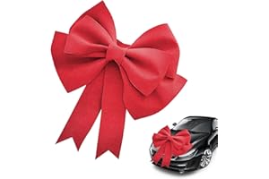 ZRUEWOT Duża kokarda prezentowa 50x60cm – Duża czerwona kokarda z ewa, w zestawie z taśmą klejącą i wstążkami, dekoracyjna kokarda na samochód na Boże Narodzenie, ślub, imprezę, prezent i kokarda na