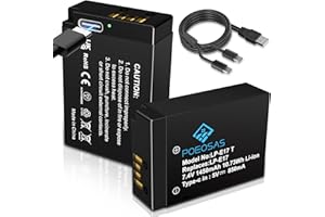 POEOSAS 2 Pack 1450mAh LP-E17 Ersatz Akku mit USB Typ C Ladeanschluss für Canon EOS M3, M5, M6, Rebel SL2, T6i, T6s, T7i, EOS 200D 250D 750D, 760D, 800D, 8000D, KISS X8i, RP Cameras