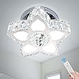 Cainjiazh Dimmable Crystal Chandelier Crystal Ceiling Light Modern Crystal Chandeliers Flush Mount Ceiling Light Lamp Fixture for Dining Room Living Room Bedroom Hallway Remote Control