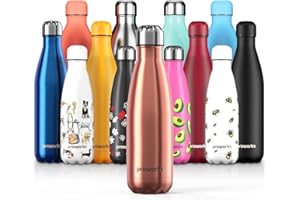 Proworks Botellas de Agua Deportiva de Acero Inoxidable | Cantimplora Termo con Doble Aislamiento para 12 Horas de Bebida Caliente y 24 Horas de Bebida Fría - Libre de BPA - 350ml – Cobre