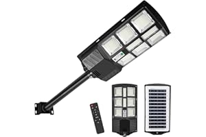 Ansobea Lampadaire solaire de rue 300 W avec télécommande - Lampadaire LED d'extérieur étanche - 6500 K - Blanc froid IP65 - Étanche - Pour l'extérieur, la cour, le garage
