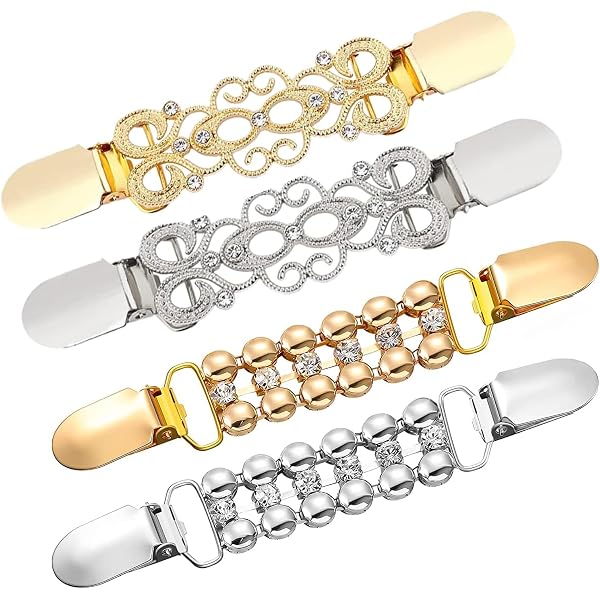 MaehSab Lot De 4 Pinces à Col Rétro Dorées Pour Pulls, Châles Et Robes - Fermoirs Élégants