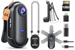 BOBLOV W4 4K Body Camera, Wearable 128GB Body Cam with 360°Rotate Clip & Magnetic Clip, 120 Minutes for Recording, Mini Camera Easy to Use for Lecture, Traveling, Pet Walking(4K 128GB)