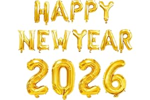 CZDTQ 2026 Happy New Year Balloons Banner Set, Happy New Year Eve Decorations 2026, Happy New Years Banner, Gold Foil Balloons forDecorations, Nye Party, Spring Festival(Gold)