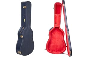 Crossrock Relief Series Dreadnought Guitar Case for Gibson J-45 / Martin D-Style | Carved Ocean Blue Finish, Deep Scarlett Velvet Interior, Lock – Premium Wooden Hardshell -Ocean Blue (CRW630DOB)