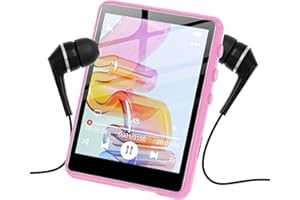 SWOFY MP3-Player 128 Go avec Bluetooth 5.3, écran Tactile 2,4 Pouces, Son HiFi, Haut-Parleur intégré, Fonction d'enregistrement, Radio FM, Extensible jusqu'à 512 Go (Rose)