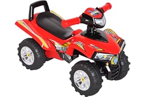 HOMCOM Porteur Enfants Quad 12-36 Mois dim. 60L x 38l x 42H cm Effets Lumineux et sonores Rouge Noir