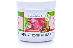 ‎KRÄUTERHOF Kräuterhof® Creme mit Rotem Weinlaub (250ml) – hochwertige Bein- und Fußcreme mit Extrakten aus Rotem Weinlaub & Rosskastanie, eine pflegende Massage bringt Ihre Beine wieder in Schwung