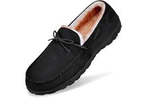 MIXIN Mens Slippers Moccasins Slippers for Men House Shoes with Warm and Cozy Memory Foam Hard Sole Men's Indoor Outdoor Slippers