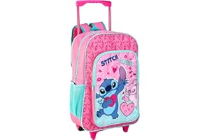 TDL Stitch Deluxe Trolley Backpack Childrens Travel Bag Kids Girls Character Luggage Carrier Suitcase Cabin Bag with Side Mesh Pockets Lilo