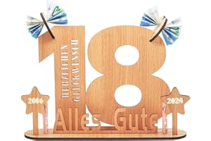 GOLDEROC-2024 Gästebuch Aus Holz – Kreatives Geschenk Zum 18. Geburtstag Für Männer Und Frauen – Individuelles Geldgeschenk – Hochzeitstag