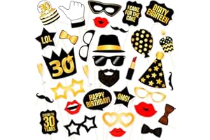 Aurasky 30.Geburtstag Fotobox Accessoires, 34 Stück 30. Geburtstag Photobooth Props Deko, 30 Geburtstag Foto Requisiten Party Deko Geburtstag 30. Geburtstag Deko Birthday Decorations