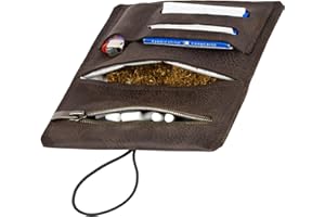 Porta Tabacco Simaru in Vera Pelle - Porta Tabacco Cartine e Filtri con Scomparto Extra per Accendino - Portatabacco Uomo Compatto 15.5x8x1 cm - Chiusura Scambiabile - Vari Colori Disponibili