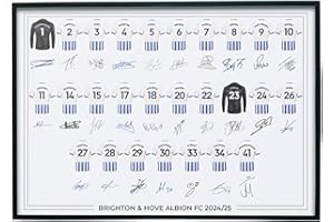 FOOTBALL PRINT SHOP Brighton & Hove Albion FC Signed 2024-25 Team Poster Print Autographed By Full Squad, Brighton & Hove Albion Gifts A4 Print Only