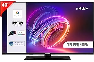 TELEFUNKEN 2025 Smart TV 40" Full HD TE40750B49V4DAZ, TV LED 40 Pollici con Google Assistant Integrato, Compatibile con Google Home, Digitale DVB-T2, Dolby Vision HDR10, Android TV, Dolby Audio