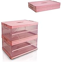 Scatola Portaoggetti Trasparente Pieghevole 42x28x21cm - Organizer Per Casa, Auto, Ufficio (Rosa) - Foto 5