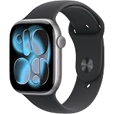 Apple Watch Series 11 GPS + Cellular 46 mm Uzay Grisi Al&uuml;minyum Kasa Akıllı Saat ve Siyah Spor Kordon - M/L. Uyku Skoru, Fitn